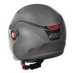 Retro del Givi 12.5 titanio opaco con estrattore posteriore rosso e logo GIVI su fondo nero