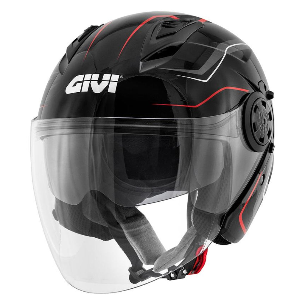 Givi 12.3 Stratos Flux Nero/Rosso - casco jet vista frontale