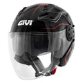 Givi 12.3 Stratos Flux Nero/Rosso - casco jet vista frontale