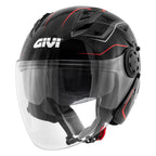 Givi 12.3 Stratos Flux Nero/Rosso - casco jet vista frontale