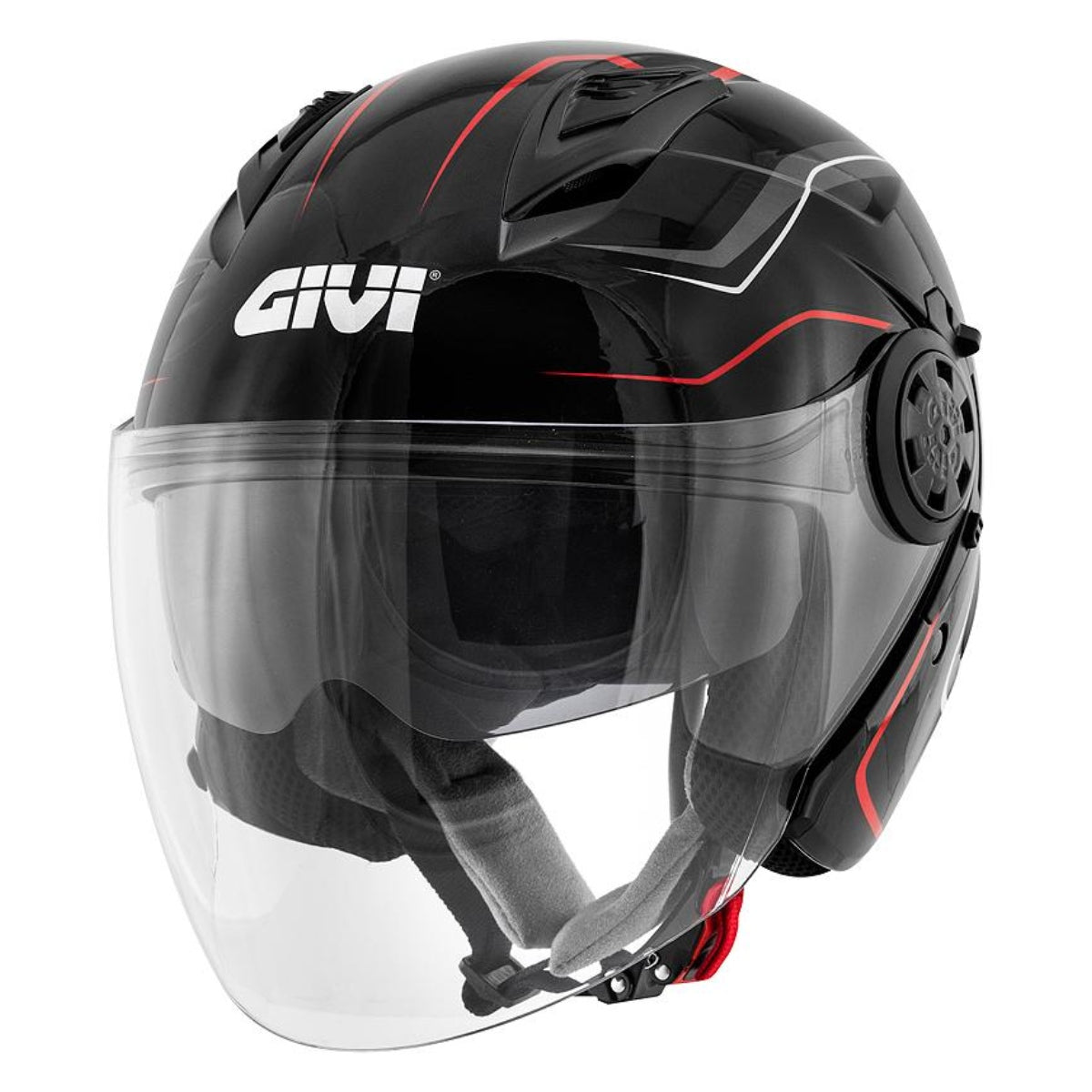 Givi 12.3 Stratos Flux Nero/Rosso - casco jet vista frontale