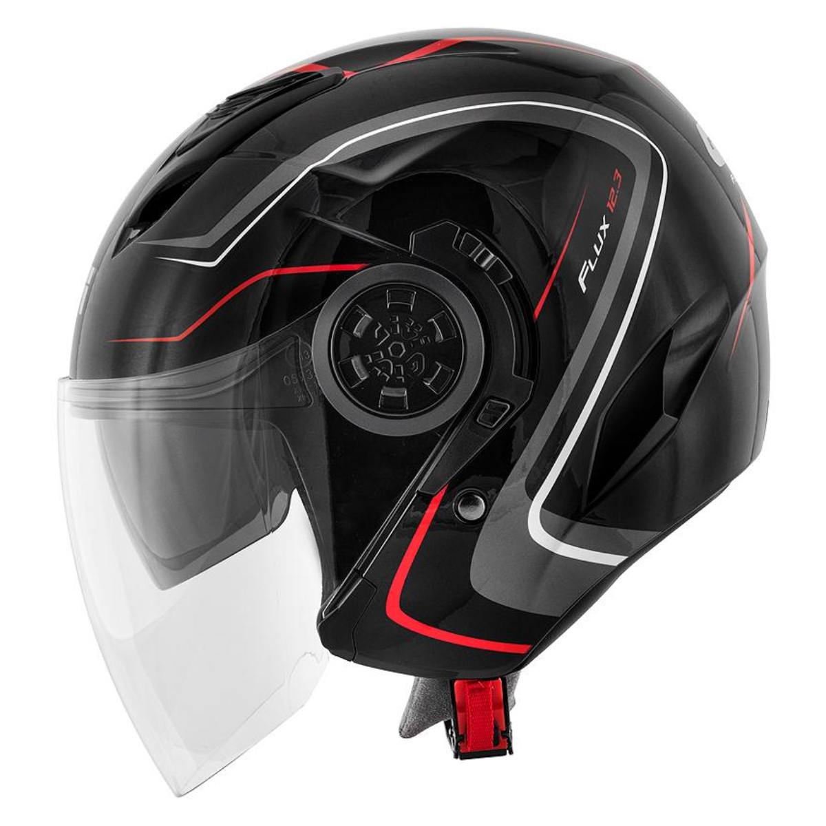 Givi 12.3 Stratos Flux Nero/Rosso - casco jet vista laterale