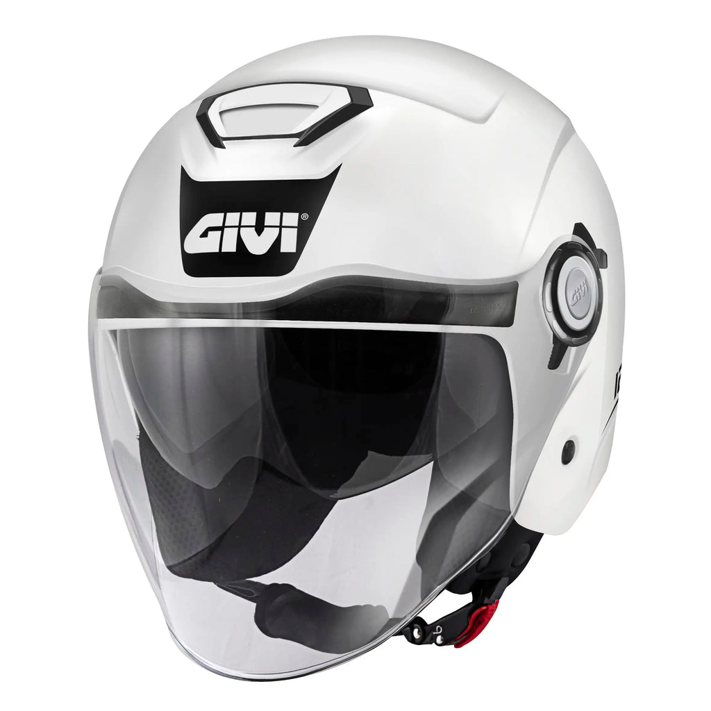 Givi 12.5 Solid Color H125BB910 casco jet bianco lucido – vista di tre quarti anteriore