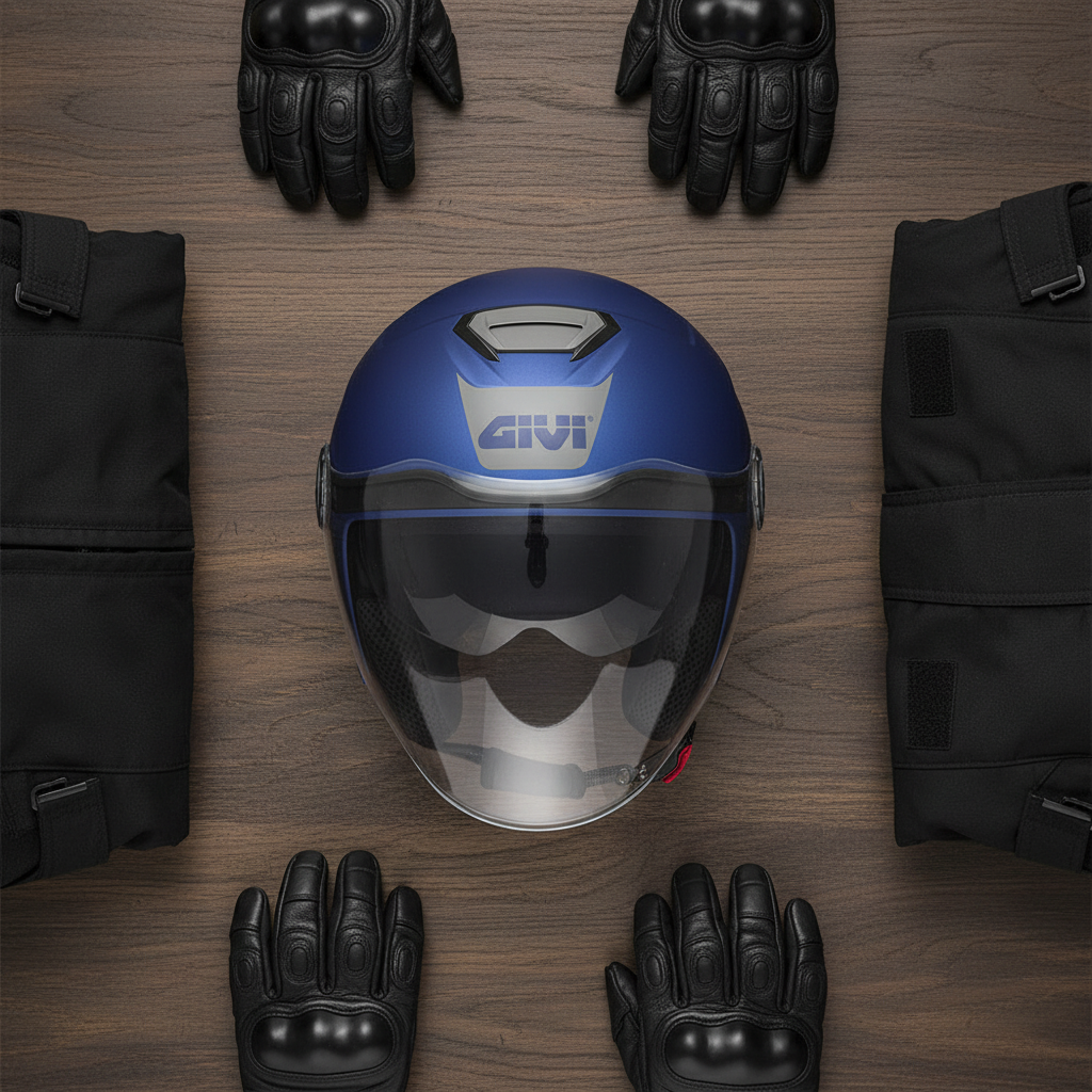 Givi 12.5B Jet Blu Opaco / Decal Grigia – Casco Jet ECE 22.06 - Moon Bike - Vista 6