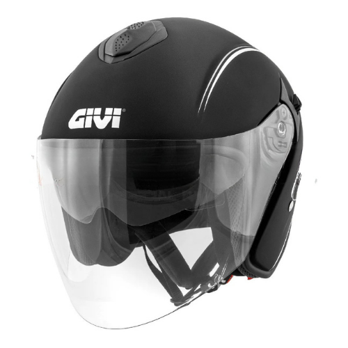 Givi 20.9 Fiber-J Gliese nero opaco H209FGSMB, casco jet in fibra di tre quarti con visiera lunga