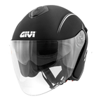 Givi 20.9 Fiber-J Gliese nero opaco H209FGSMB, casco jet in fibra di tre quarti con visiera lunga