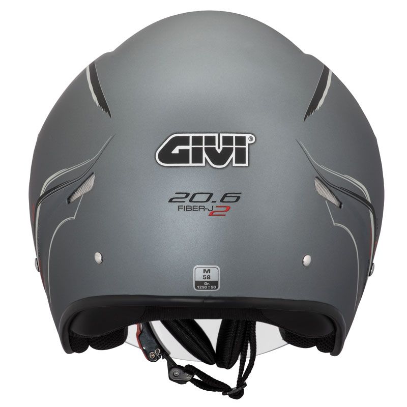 Givi 20.6 Fiber-J2 Plus Grigio Opaco - casco jet vista posteriore