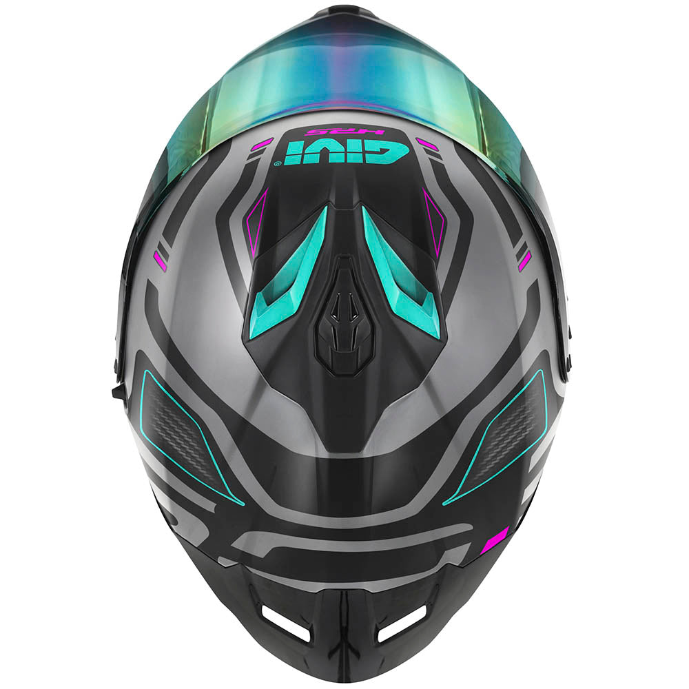 Givi 50.3 Quasar H503FQSGP casco integrale grigio opaco/nero/fucsia/azzurro – vista dall'alto