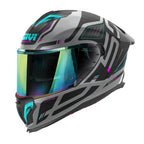 Givi 50.3 Quasar H503FQSGP casco integrale grigio opaco/nero/fucsia/azzurro – vista di tre quarti anteriore