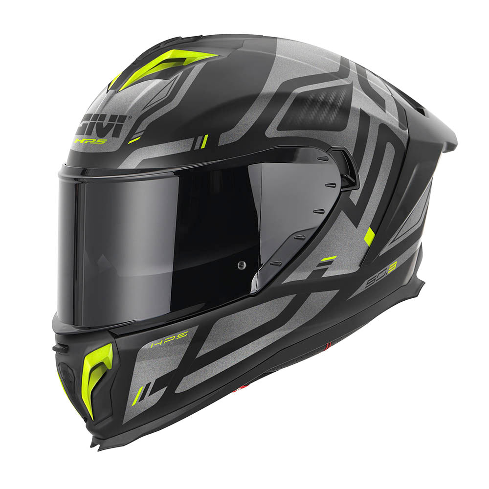 Givi 50.3 Quasar H503FQSBY casco integrale nero opaco/titanio/giallo – vista di tre quarti anteriore