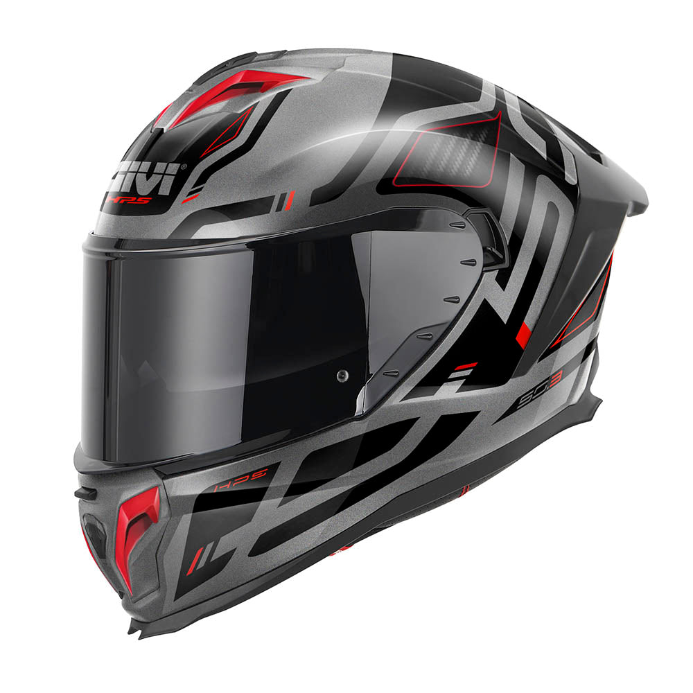 Givi 50.3 Quasar H503FQSTR casco integrale titanio/rosso/nero – vista di tre quarti anteriore