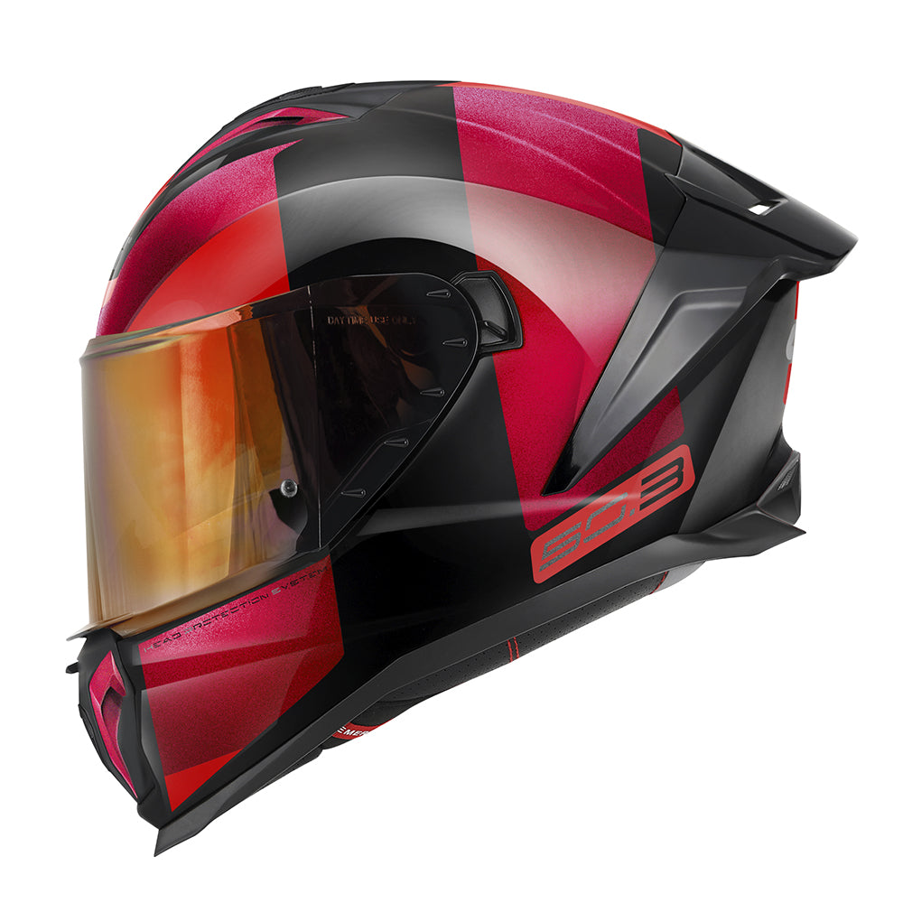 Givi 50.3 Vision H503FVNBR casco integrale bordeaux/nero/rosso/titanio – vista laterale