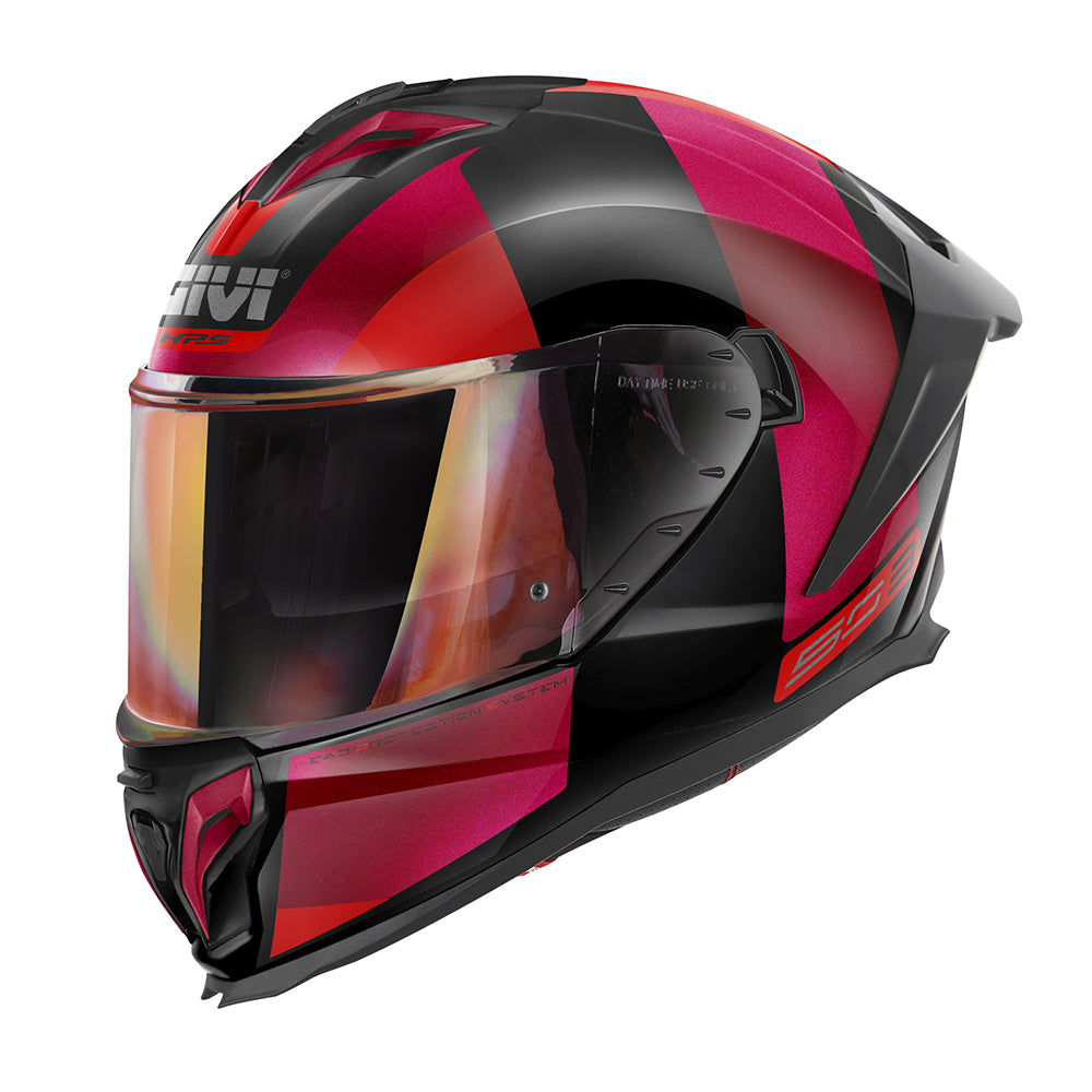 Givi 50.3 Vision H503FVNBR casco integrale bordeaux/nero/rosso/titanio – vista di tre quarti anteriore