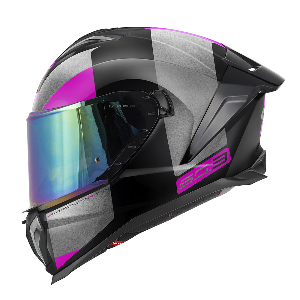 Givi 50.3 Vision H503FVNBP casco integrale nero/titanio/fucsia – vista laterale