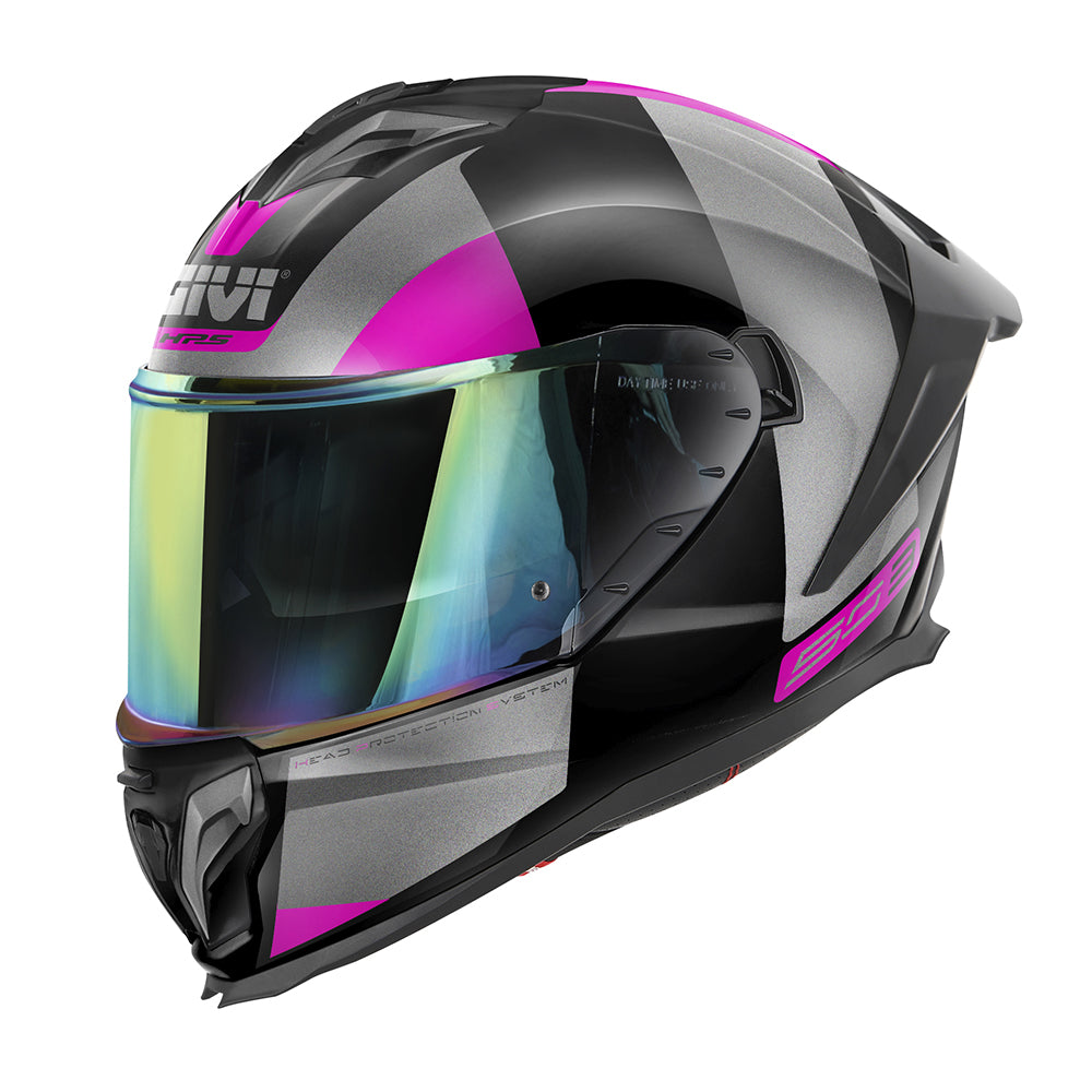 Givi 50.3 Vision H503FVNBP casco integrale nero/titanio/fucsia – vista di tre quarti anteriore