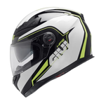 Givi 50.4 Sniper Spectrum bianco lucido di lato con fasce nere e filetti giallo fluo