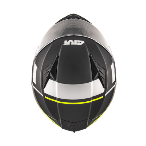 Givi 50.5 Tridion Magnus casco integrale nero opaco/giallo fluo H505FMGBY – vista dall'alto con prese d'aria