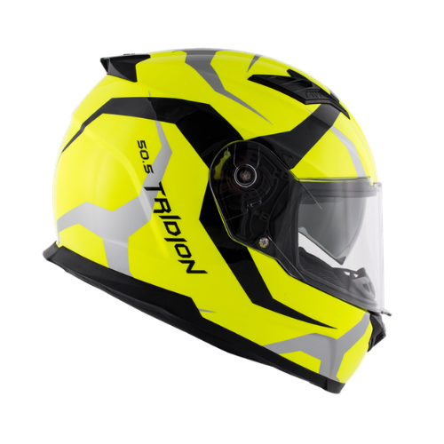 Givi 50.5 Tridion Vortix casco integrale giallo fluo/nero H505FVXNY – fianco destro con scritta 50.5 Tridion
