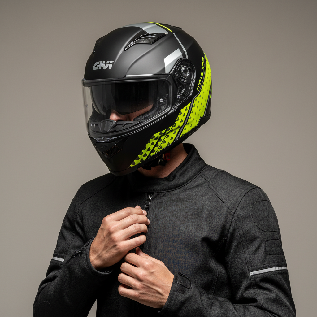 Givi 50.5 Tridion Magnus Nero Opaco/Giallo Neon – Casco Integrale ECE 22.05 - Moon Bike - Vista 10