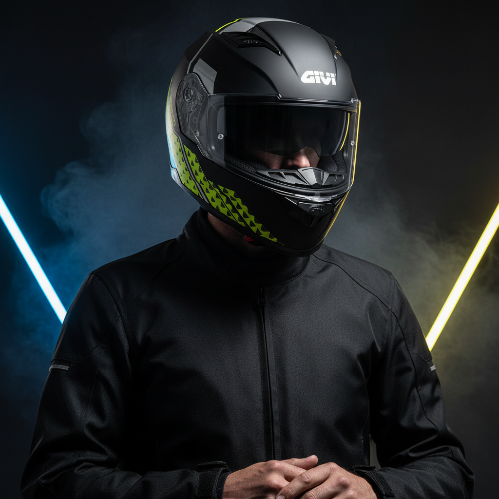 Givi 50.5 Tridion Magnus Nero Opaco/Giallo Neon – Casco Integrale ECE 22.05 - Moon Bike - Vista 12