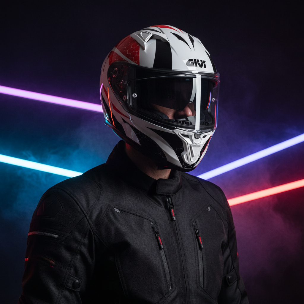 Givi 50.6 Stoccarda Perseus Bianco/Nero/Rosso – Casco Integrale ECE 22.05 - Moon Bike - Vista 8