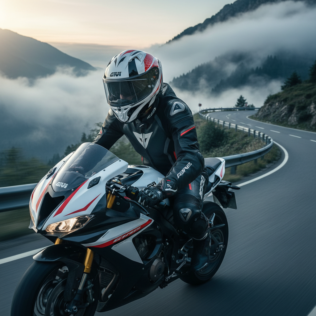 Givi 50.6 Stoccarda Perseus Bianco/Nero/Rosso – Casco Integrale ECE 22.05 - Moon Bike - Vista 12