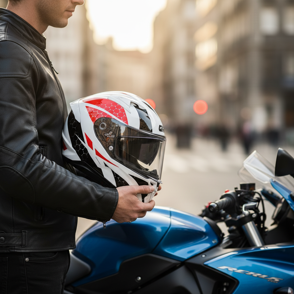 Givi 50.6 Stoccarda Perseus Bianco/Nero/Rosso – Casco Integrale ECE 22.05 - Moon Bike - Vista 10