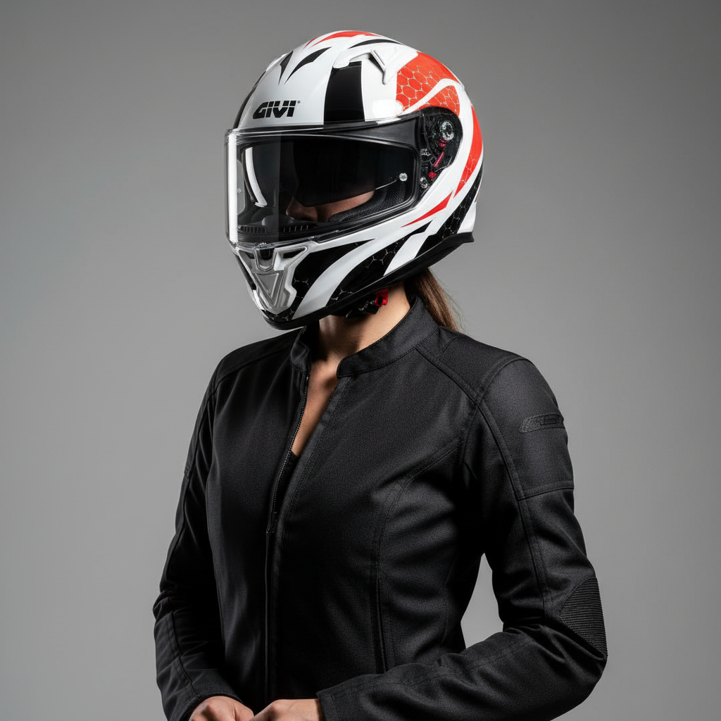 Givi 50.6 Stoccarda Perseus Bianco/Nero/Rosso – Casco Integrale ECE 22.05 - Moon Bike - Vista 7