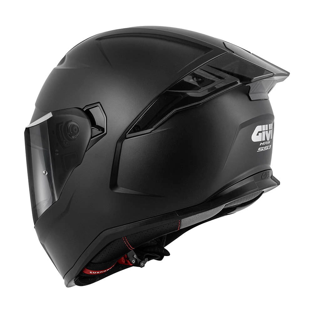 Givi 55.1 Solid Color H551BN900 casco integrale nero opaco – vista di tre quarti posteriore