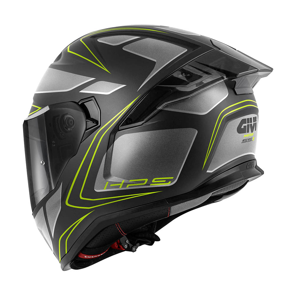 Givi 55.1 Zephir H551FZPBY casco integrale nero opaco/argento/titanio/giallo fluo – vista posteriore