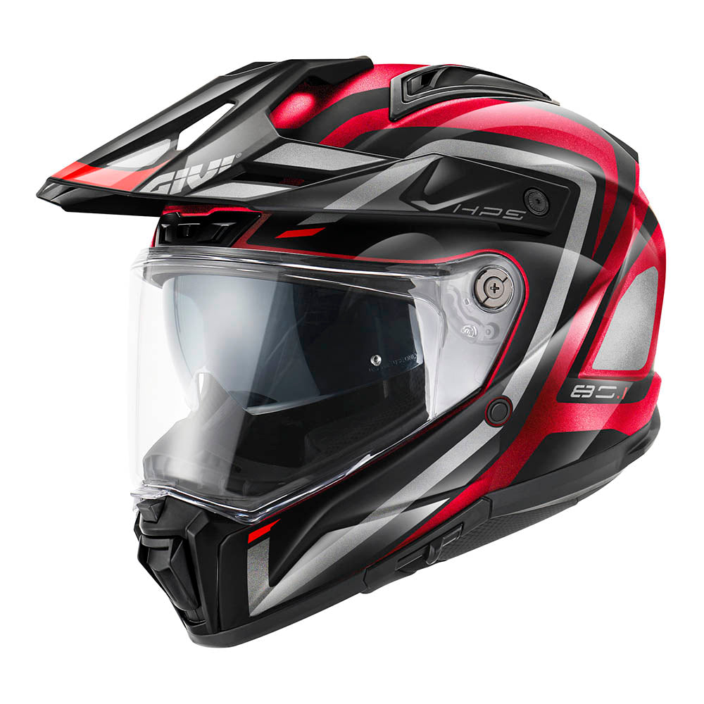Givi 80.1 Apex H801FAXXB casco integrale bordeaux/titanio/rosso/nero – vista di tre quarti anteriore