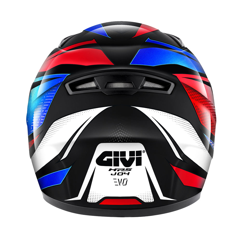 Givi J04 Evo Follow HJ04RFWLR casco integrale bambino nero/bianco/rosso/blu – vista posteriore