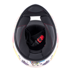 Casco integrale bambino Givi Junior 4 bianco e multicolore, visto da sotto con gli interni neri