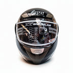 Casco modulare Givi X.08 X-Modular nero lucido con fasce argento, vista frontale con prese d'aria frontali