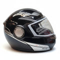 Casco modulare Givi X.08 X-Modular nero lucido con fasce argento, vista laterale con disco cromato