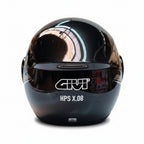 Retro del casco modulare Givi X.08 X-Modular nero lucido con logo GIVI bianco e scritta HPS X.08
