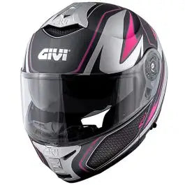 Givi X.21 Challenger Shiver Lady Titanio Opaco Argento Fucsia - casco modulare donna