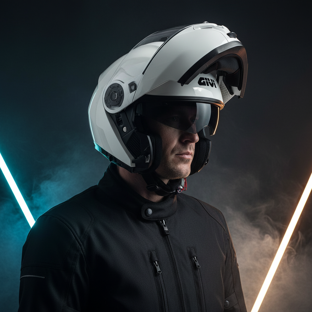 Givi X21 EVO Solid Bianco Lucido – Casco Modulare P/J ECE 22.06 - Moon Bike - Vista 8