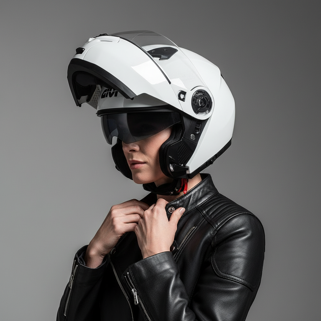 Givi X21 EVO Solid Bianco Lucido – Casco Modulare P/J ECE 22.06 - Moon Bike - Vista 7