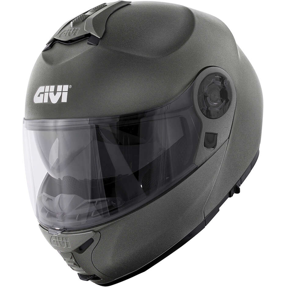 Givi X21 EVO Solid Titanio Opaco - casco modulare vista laterale