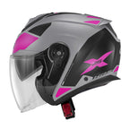Givi X25 Target Lady HX25FTGTP casco jet grigio opaco/nero/rosa – vista laterale