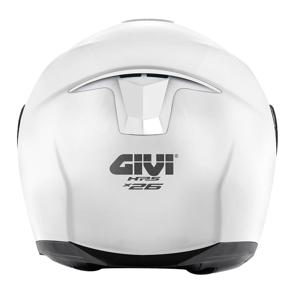 Givi X26 Solid Color HX26BB910 casco modulare bianco lucido – vista posteriore