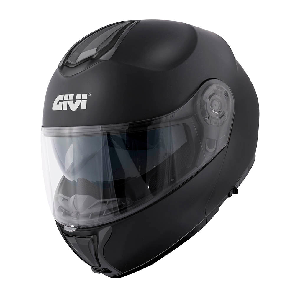 Givi X26 Solid Color HX26BN900 casco modulare nero opaco – vista di tre quarti anteriore
