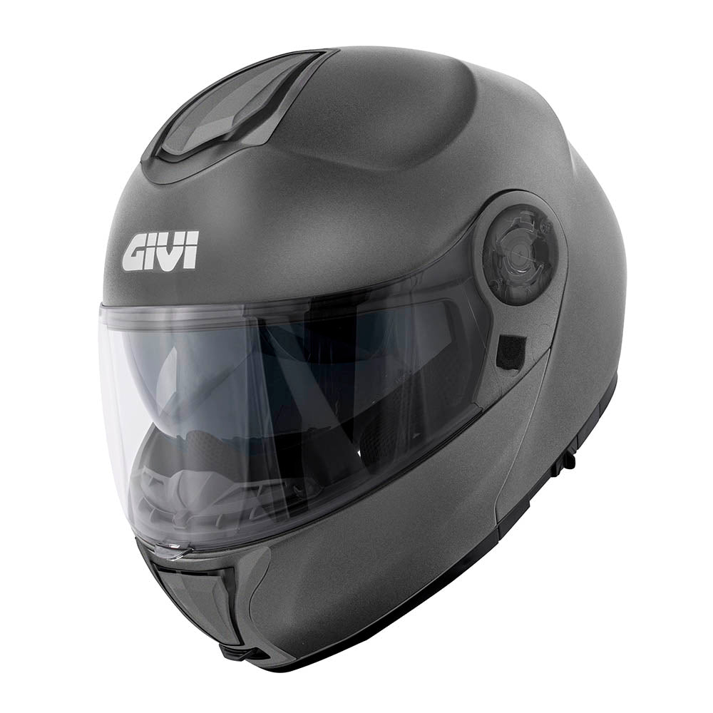Givi X26 Solid Color HX26BG768 casco modulare titanio opaco – vista di tre quarti anteriore