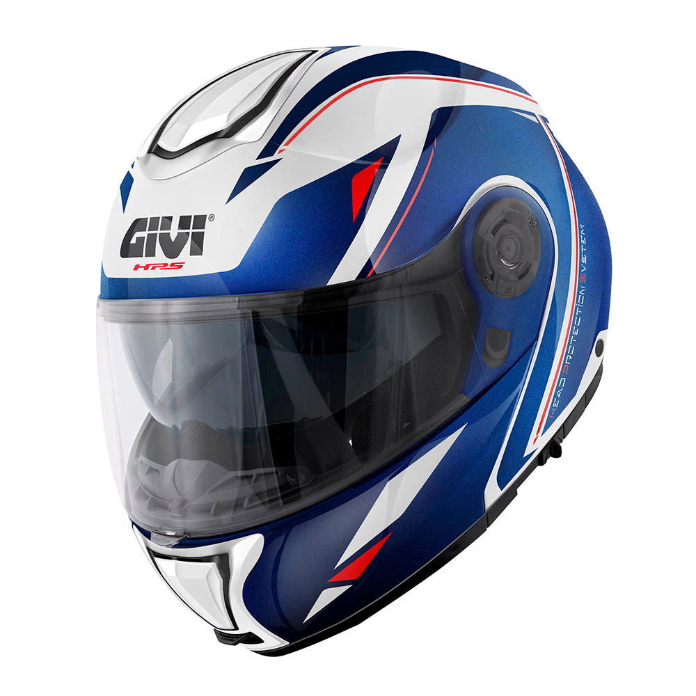 Givi X26 Square HX26FQRWL casco modulare blu/bianco/rosso – vista di tre quarti anteriore