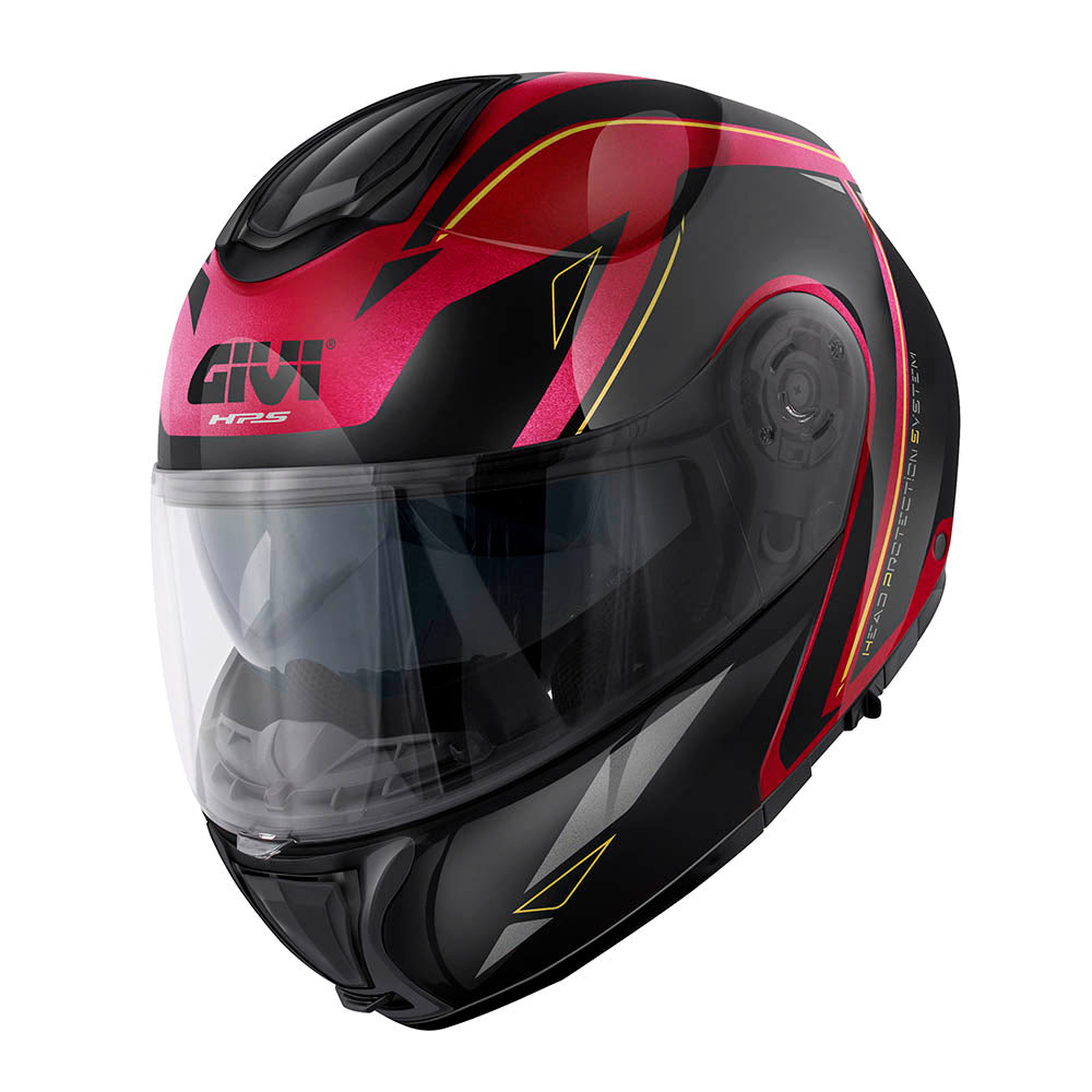 Givi X26 Square HX26FQRXB casco modulare bordeaux/nero/titanio/oro – vista di tre quarti anteriore