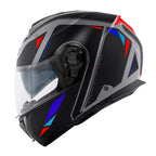 Givi X26 Square HX26FQRGB casco modulare grigio opaco/nero/rosso/blu – vista laterale
