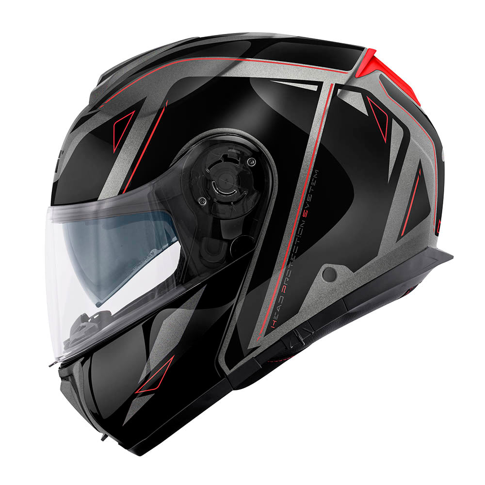 Givi X26 Square HX26FQRTB casco modulare titanio/nero/rosso – vista laterale