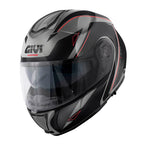 Givi X26 Square HX26FQRTB casco modulare titanio/nero/rosso – vista di tre quarti anteriore