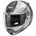Givi X27 Dimension HX27FDMTS casco modulare argento/nero opaco/titanio – vista di tre quarti anteriore